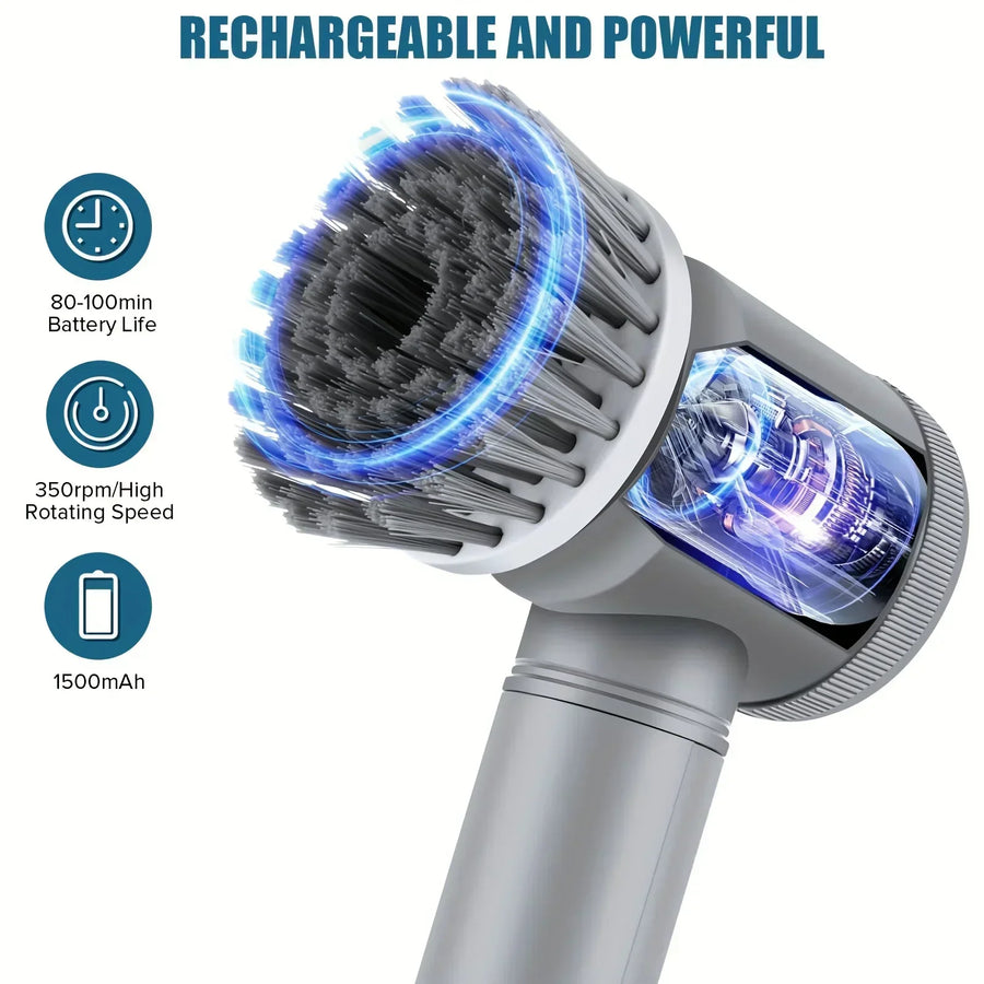 Cleaning a table with the SWIRLO Orbit cordless spin scrubber